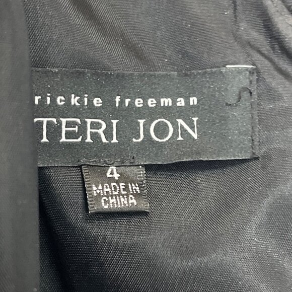 Teri Jon Black Sleeveless Lace Hem Sheath Knee Length Dress Size 4 - Picture 5 of 7